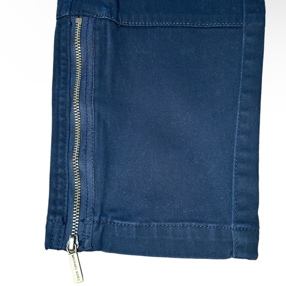 MICHAEL KORS NAVY BLUE STRAIGHT LEG SLACKS WITH GOLD ZIPPER ANKLE ACCENT, SZ 12 - Picture 2 of 9